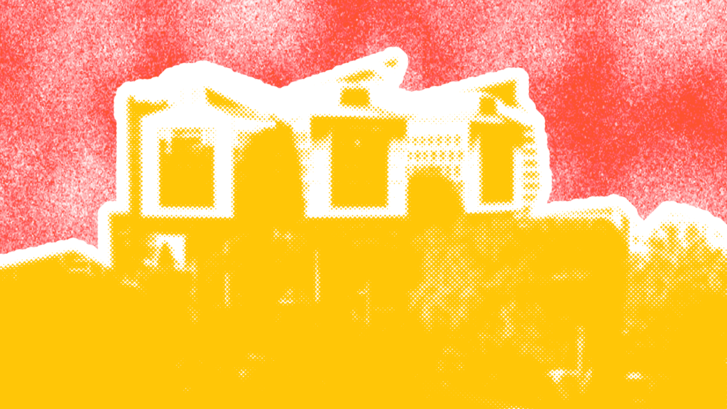 Image du Batiment Pi coloré en rouge et jaune